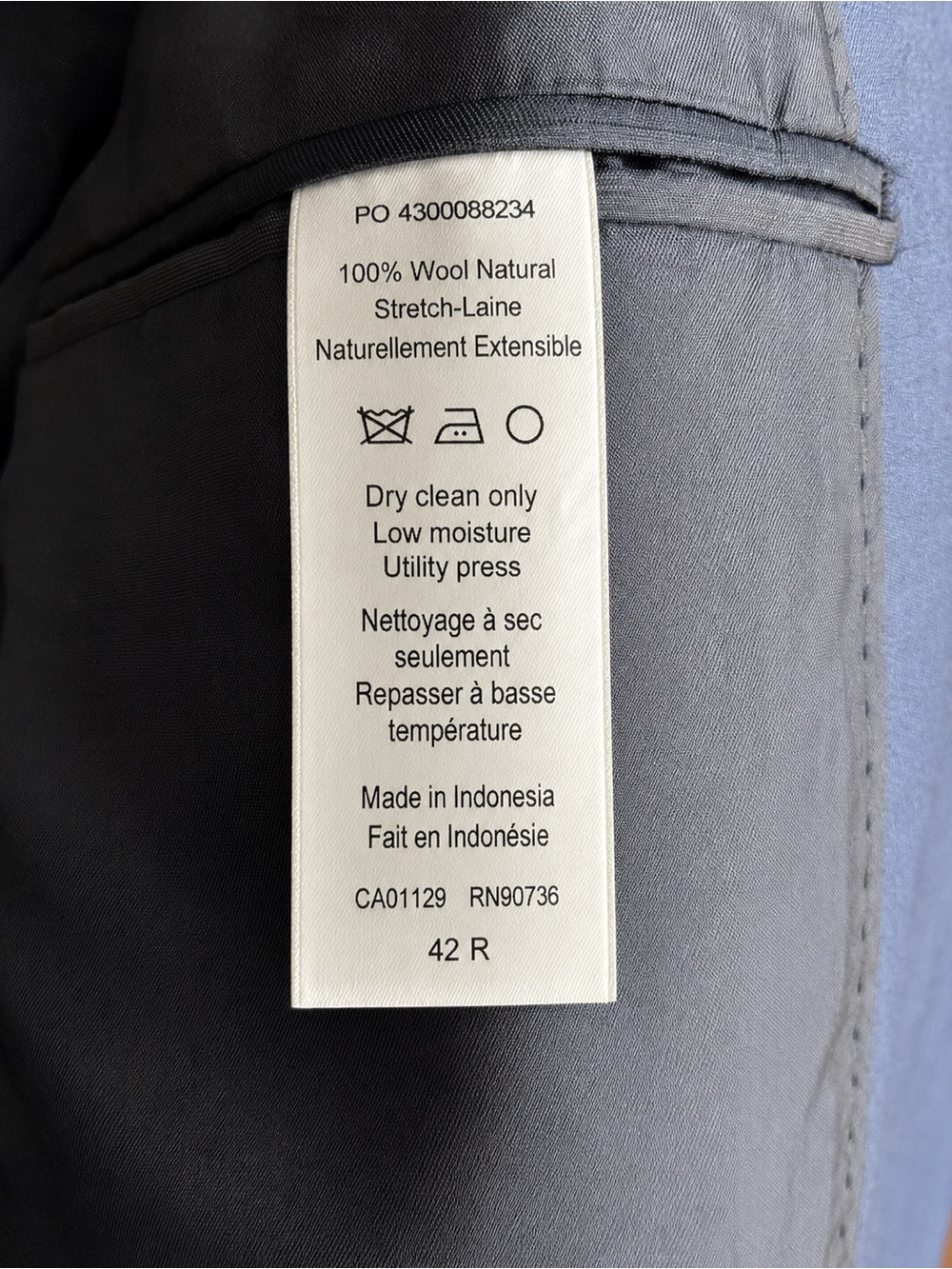 Calvin Klein 100% Wool Natural Stretch Navy Blazer 42R - Picture 6 of 8